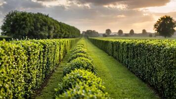 hedges and grass growing on the ground, photo
