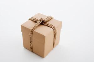 a brown box tied up with a string, photo