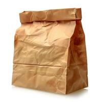 paper bag on the ground with white background, photo