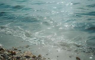 an ocean view, waves crashing on the beach, photo