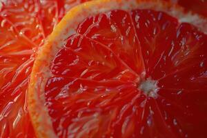 orange slices cut in half to make blood with water drops, photo