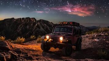 a person driving a jeep on a hill, photo