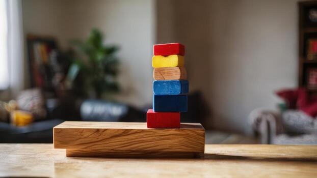 colorful block set on the counter of living room, photo