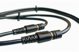 two black cables that are connected to one another, photo