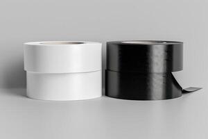 an assortment of various rolls of tape on the floor, photo