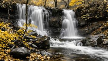 an image of waterfalls running down the side of trees, photo