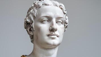 busted statue, head turned to the left with hair tied around his shoulders, photo