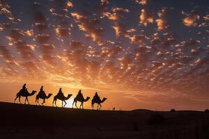 people that are riding on the back of a camel, photo