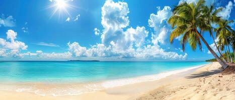 an empty tropical beach sits in the middle of the ocean, photo