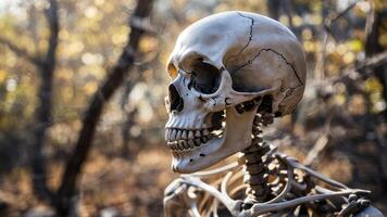 a skeleton is a part of a large art piece, photo