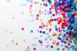 confetti falling in the air on a light gray ground, photo