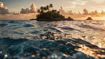 a small island in the middle of waves, photo