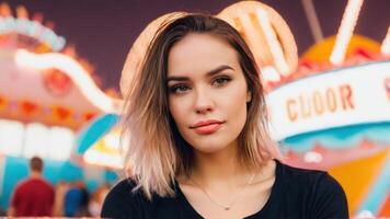 a woman that is staring back at the camera, photo