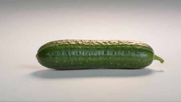 an all white background shows half - submerged cucumber, photo