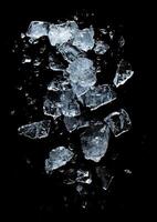 snow and ice crystals on the black background, photo