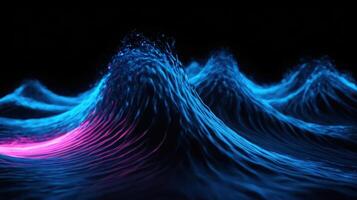 blue and purple waves against a black background, photo