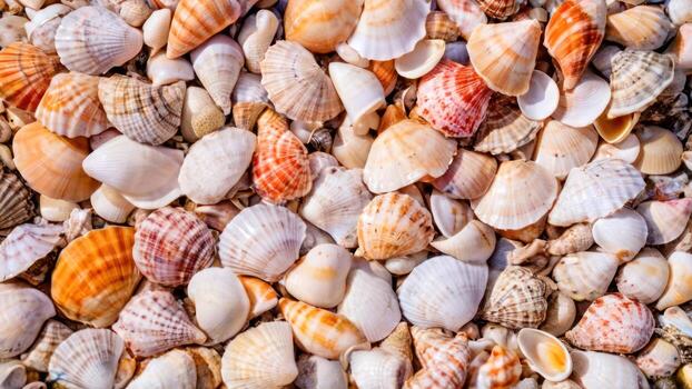 some very large and pretty shells laying close together, photo