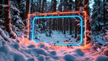 the frame displays the power in this snowy forest, photo