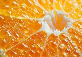 close up view of orange with the white stem, photo