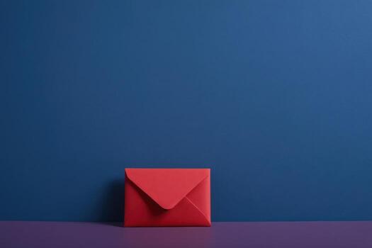 an open red envelope sitting alone on a table, photo