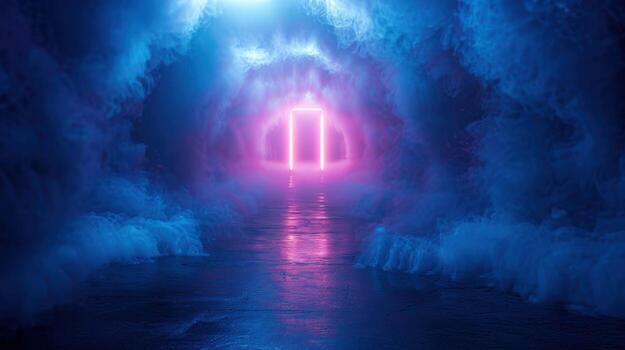 the moon is shining on the cave, photo