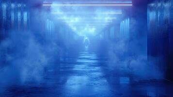 an alien with clouds coming out from its mouth at night, photo
