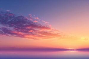 blue and purple clouds against an orange sky and water, photo