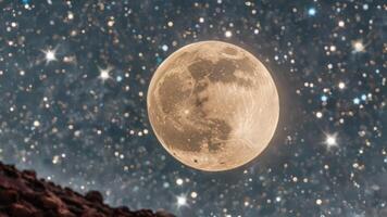 the full moon is seen in there space, photo