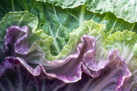 a freshly cut up cabbage lying close to the camera, photo