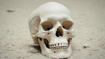 there is a skull with a white teeth, photo