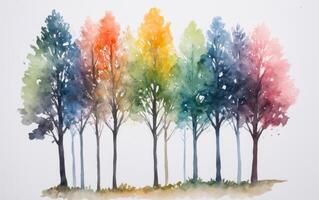 some trees are colorful and very long in the middle, photo