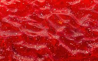 a bunch of red crystals sitting on top of an unpacked box, photo