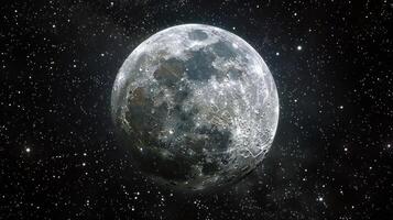 the full moon, on top of an ocean filled with stars, photo