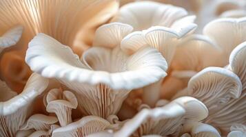 large white mushroom plant growing out from it's stems, photo