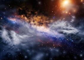 distant, colorful star filled sky with stars in it, photo