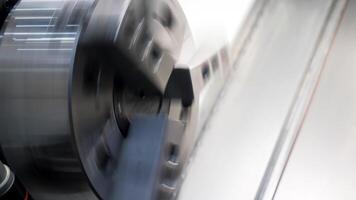 Rotating Metal machine with drum. Media. Rotating round part in production machine. Metal drum or parts rotate at factory video