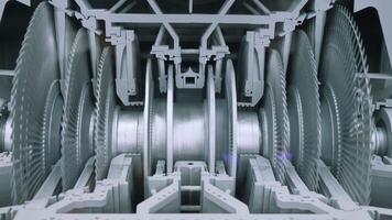 Concept of engineering and heavy industry. Media. Close up of working machine at the factory workshop. video