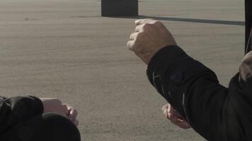 Sign language. HDR.A strong male hand that shows something to his partner in an emotional dialogue. video