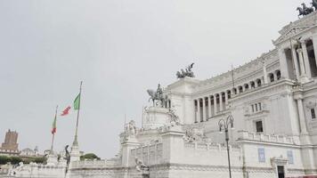 Breathtaking Altare della Patria building on a cloudy sky background. Action. National monument in Italy, concept of architecture and art. video