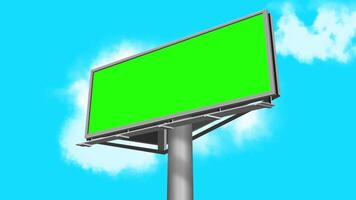 Wide blank green billboard or large advertising display. Chroma key, time lapse, green screen, template, mock up and copy space concept video