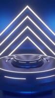 Blue glow luxury podium pedestal product display and blue portrait background modern gaming 3d rendering, amazing for promotion display product video