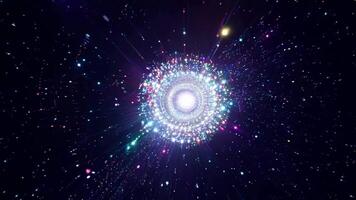 A dazzling array of pulsing lights and particles change and transform evoking a feeling of neverending energy.. video