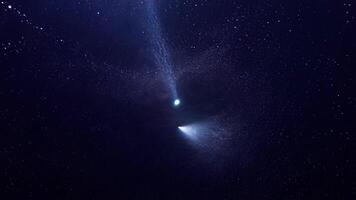 In a dark abyss beams of light shoot out from countless particles creating a dazzling and hypnotic effect.. video