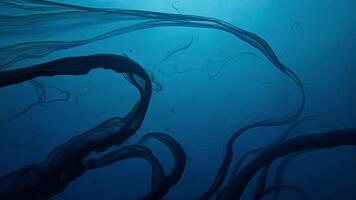 A surreal underwater world with inky tendrils stretching and unfurling into otherworldly shapes and forms.. video