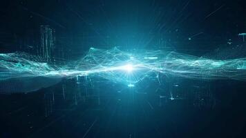In a stunning display of futuristic design particles blend and merge to form a dynamic digital matrix a visual representation of the evolving world of technology.. video