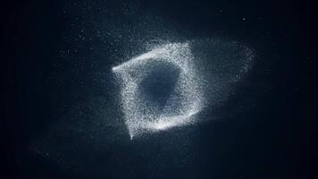 The illusion of chaos as shapes rapidly dissolve into particles only to reassemble in a new unexpected pattern.. video