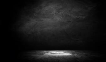 Close-up of Empty Brown Wooden Table with Blurred Old Black Brick Wall Background for Product Display or Photomontage photo