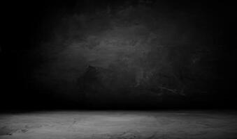 Close-Up of Empty Brown Wooden Table with Blurred Old Black Brick Wall Background for Product Display photo