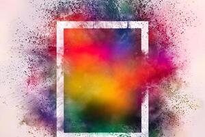 High-Speed Capture of Vibrant Color Explosion, Yellow, Red, and Blue Powder in Freeze Motion - 3D Rendering photo