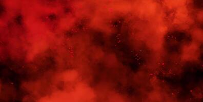 Abstract Red Dust Explosion on Black Background with Smoke Frame and Space photo